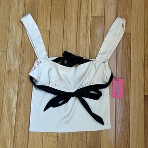 Edikted Cream Camisole with Black Bow Detail